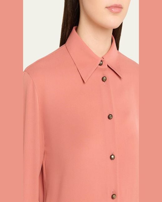 Giorgio Armani Pink Silk Slim Button-Down Blouse
