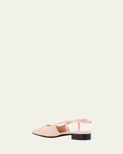 Marni Natural Trunkaroo Leather Pointed-Toe Slingback Flats