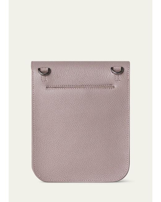 Akris Gray Anouk Mini Flap Leather Messenger Bag