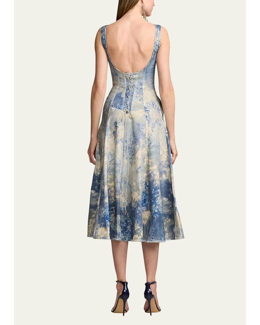 Ralph Lauren Collection Blue Tarian Denim Sleeveless Day Dress