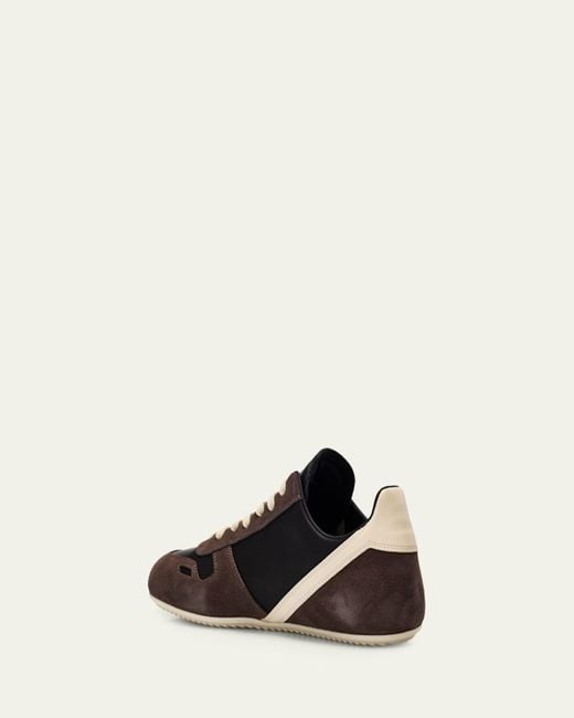 Rick Owens White Minimal Mixed Leather Low-Top Sneakers