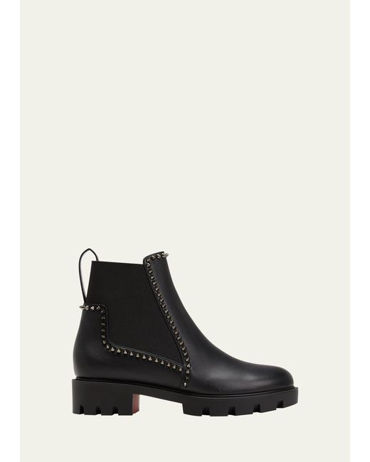 Christian Louboutin Black Out Lina Spike Red Sole Ankle Boots