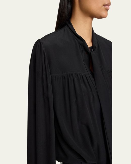 Chloé Black Organic Silk Crepe De Chine Neck-Scarf Blouse