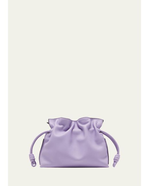 Loewe Purple Flamenco Mini Clutch Bag In Napa Leather With Blind Embossed Anagram