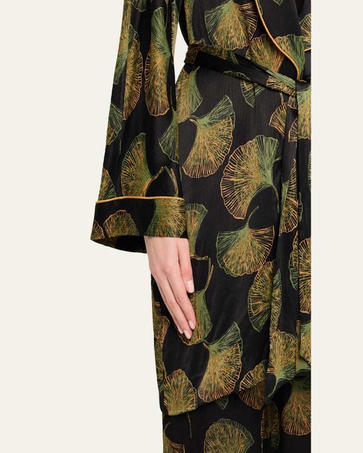 Diane von Furstenberg Green Magda Viscose Leaf-Print Wrap Jacket