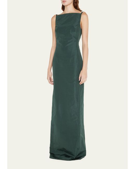 Ralph Lauren Collection Green Krystina Silk Column Evening Gown