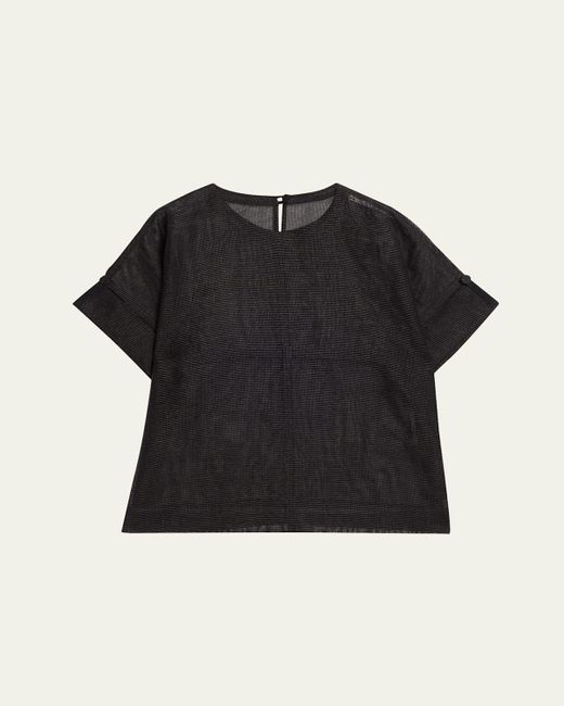 Issey Miyake Black Papyrus Short Sleeve Top