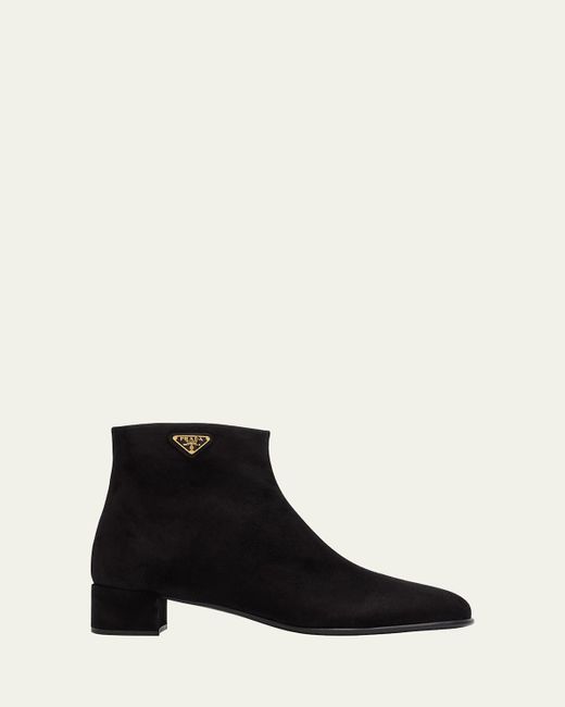 Prada Black Suede Ankle Booties