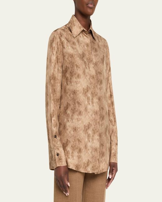 Kiton Natural Silk Long-Sleeve Shirt