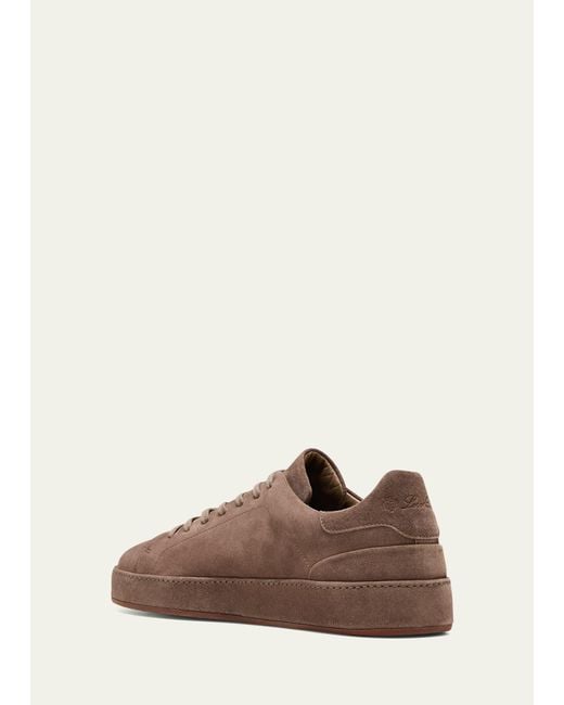 Loro Piana Brown Nuages Suede Low-top Sneakers for men