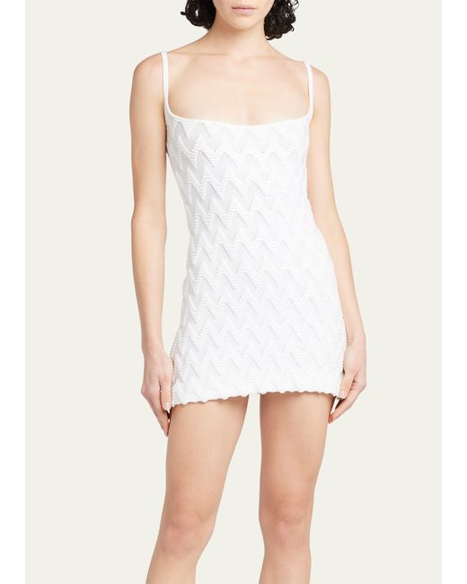 Missoni White Chevron Knit Sleeveless Mini Dress