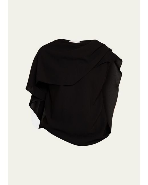 Michael Kors Black Fluid Wool Cape Top