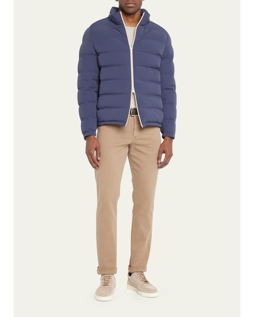 Brunello Cucinelli Quilted Down Nylon Puffer Jacket in Blue for Men | Lyst