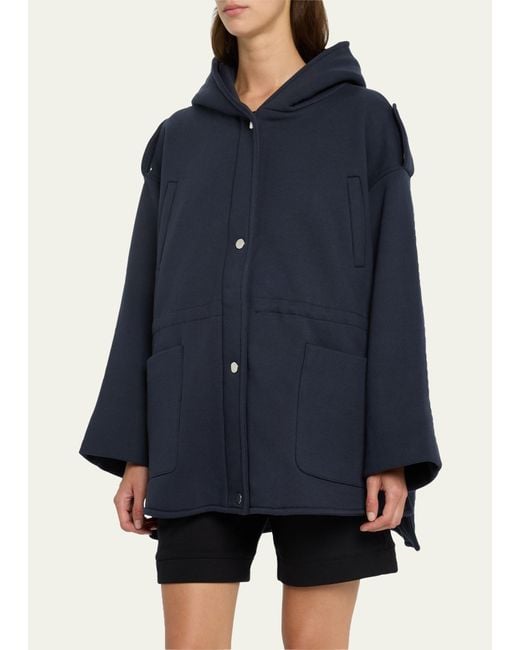 FAZ Blue Ruby Hooded Top Coat With Drawcord Waist