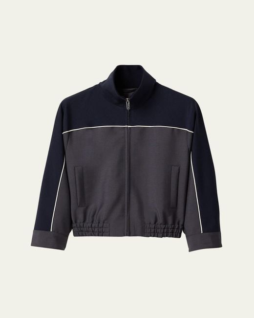 Miu Miu Women's Blue 3/4-Sleeve Cropped Track Jacket