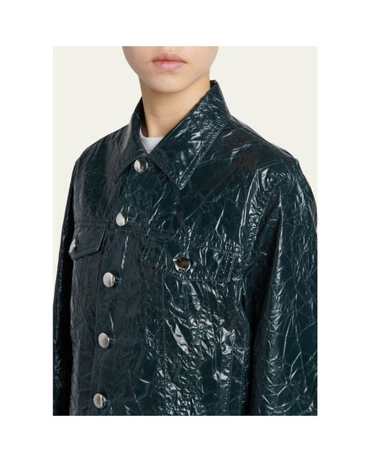 Marni Blue Glossy Crinkled Jacket