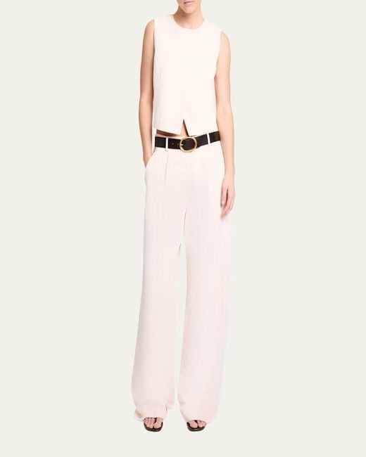 Twp Natural High-Neck Hidden Placket Vest