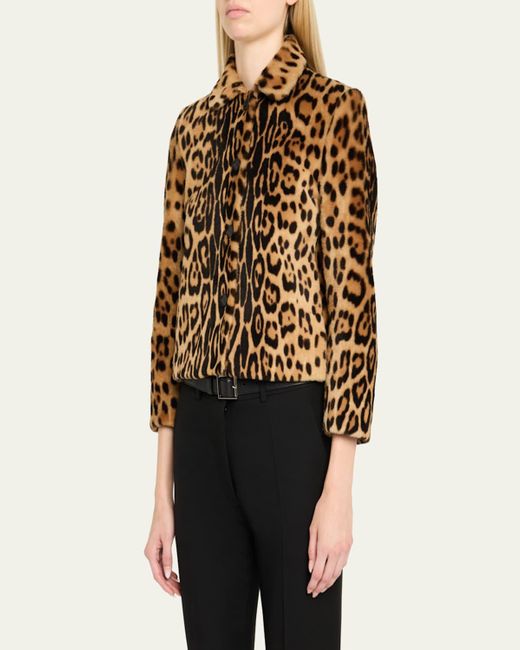 Nili Lotan Natural Montmartre Leopard Shearling Cropped Jacket