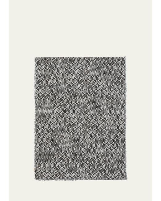 ALONPI Gray Wool Geometric-print Scarf for men