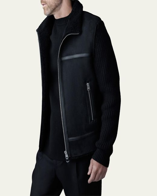 Mackage Blue Jonathan Mixed-Media Shearling Jacket for men