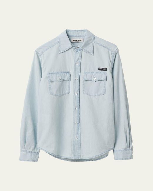 Miu Miu Blue Chambray Button Down Shirt