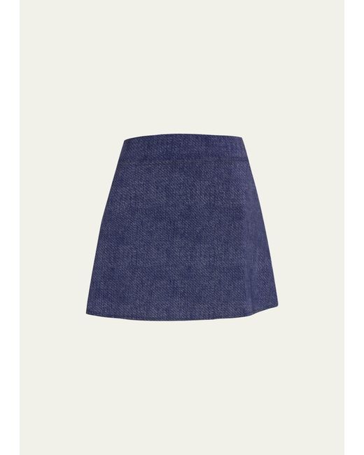 Karla Colletto Blue Nori A-line Denim Mini Skirt