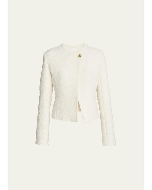 Chloé Natural Soft Wool Alpaca Boucle Single-breasted Jacket