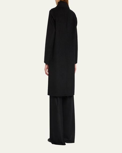 Vince Black Classic Straight Wool-Blend Coat