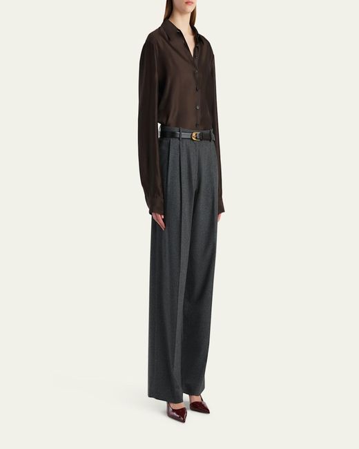 Khaite Black Auryn Button-Down Twill Top