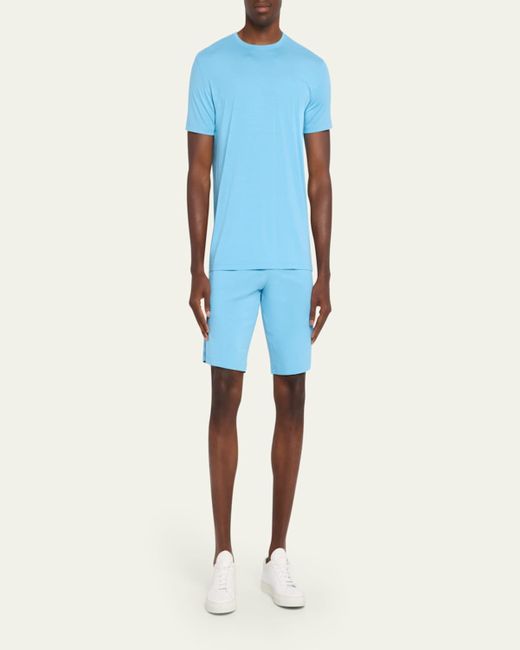 Derek Rose Blue Basel Micro Modal Stretch Crewneck T-Shirt for men
