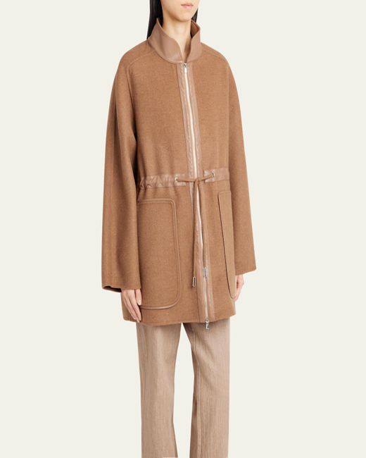 Kiton Natural Drawstring Wool Parka