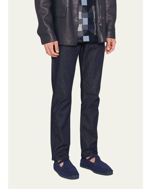 Giorgio Armani Blue Leather Field Jacket for men