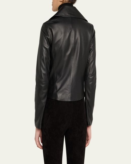 Vince Black Leather Zip-Front Jacket
