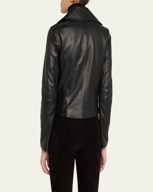 Vince Black Leather Zip-Front Jacket