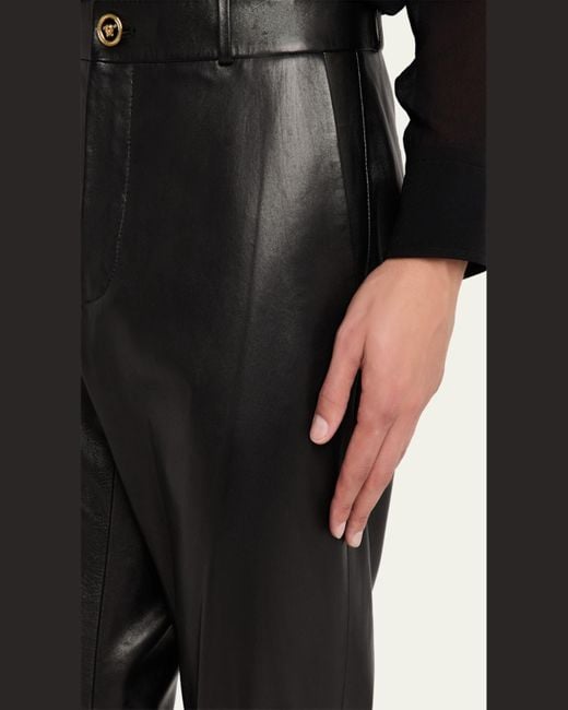 Versace Gray Plonge Leather Pants for men