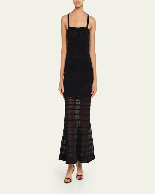 Jonathan Simkhai Black Vallarie Stripe Illusion Midi Dress