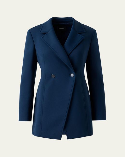 Akris Blue Duska Techno Neoprene Double-Breasted Jacket