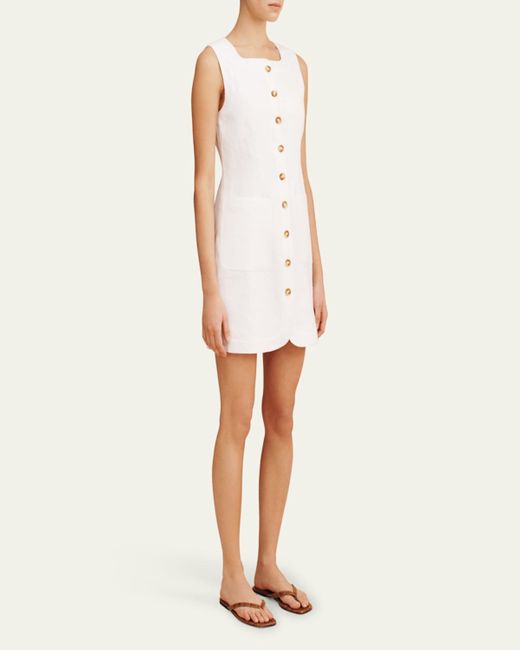 Posse White Emma Button-Front Mini Dress