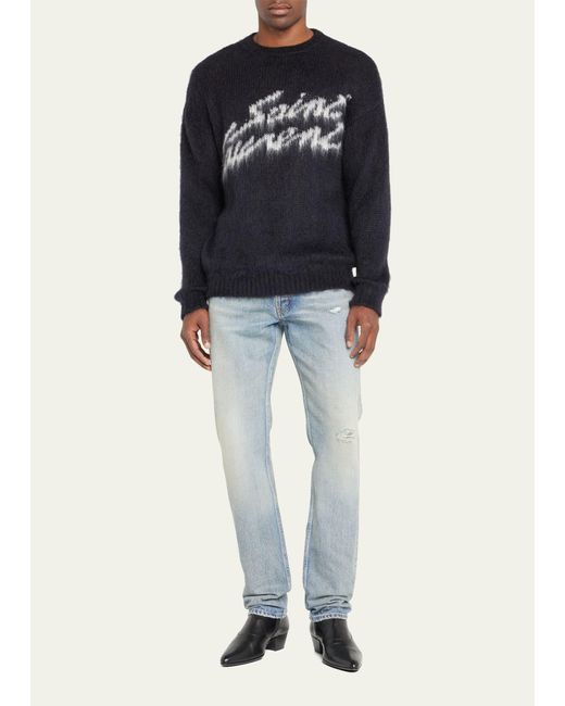Saint Laurent Blue Distressed Relaxed-fit Jeans for men