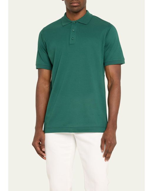 Kiton Green Cotton Pique Polo Shirt for men