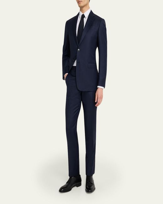 Giorgio Armani Blue Tonal Plaid Wool Two-Piece Suit for men