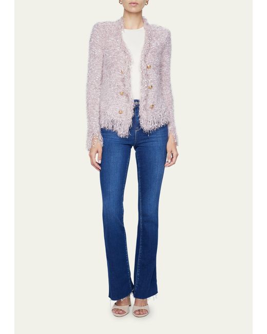 L'Agence Pink Azure Fuzzy Cardigan Blazer