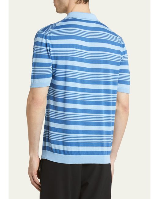 Marni Blue Mixed Stripe Polo Shirt for men