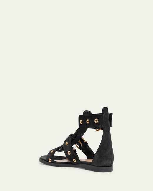 Gianvito Rossi Natural Suede Buckle And Grommet Gladiator Sandals