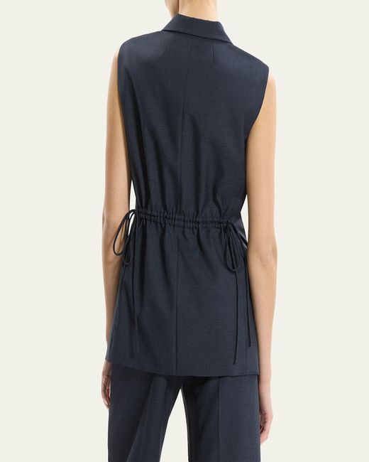 Theory Blue Three-Button Slash Vest