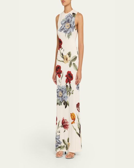 Alice + Olivia White Delora Open-Back Sleeveless Maxi Dress
