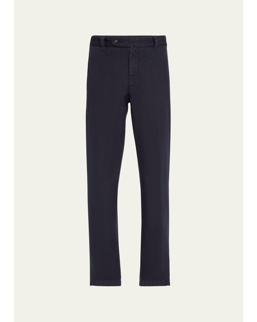 Massimo Alba Blue Cotton-linen Flat-front Trousers for men