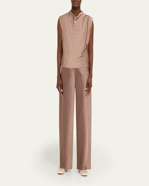 Vince Natural Fluid Bias-Cut Crushed Satin Pants