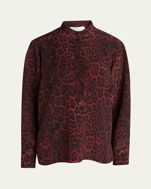 Stella McCartney Brown Ava Henley Leopard Print Blouse