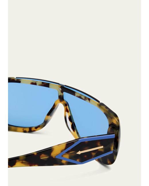 Karen Walker Blue Logo Acetate Shield Sunglasses